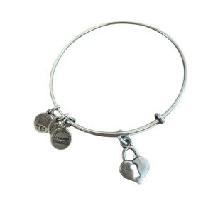 Alex and Ani Silver Heart Lock Charm Bracelet